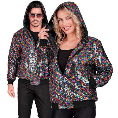 W WIDMANN MILANO Party Fashion - Party Fashion Bomberjacke mit Kapuze, Pailletten Jacke, Party Outfit, Disco W WIDMANN MILANO Party Fashion - Party Fashion Bomberjacke mit Kapuze, Pailletten Jacke, Party Outfit, Disco von W WIDMANN MILANO Party Fashion
