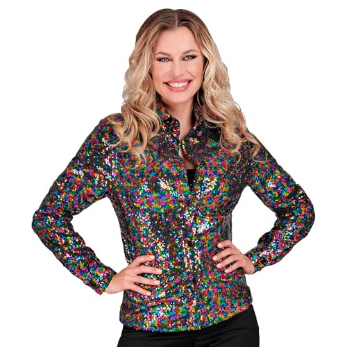 WIDMANN MILANO PARTY FASHION - Party Fashion Pailletten Bluse für Damen, Disco Fever, Schlagermove, Damenhemd von WIDMANN MILANO PARTY FASHION