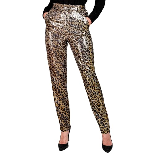 W WIDMANN MILANO Party Fashion - Party Fashion Paillettenhose für Damen, Disco Fever, Schlagermove, Damenhose, Animal Print von W WIDMANN MILANO Party Fashion