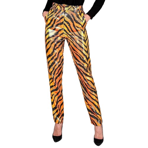 W WIDMANN MILANO Party Fashion - Party Fashion Paillettenhose für Damen, Disco Fever, Schlagermove, Damenhose, Animal Print von W WIDMANN MILANO Party Fashion
