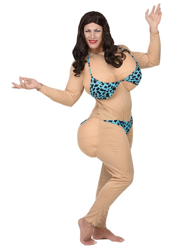 Witziges Bikini-Kostüm Männerballet beige blau Witziges Bikini-Kostüm Männerballet beige blau von WIDMANN