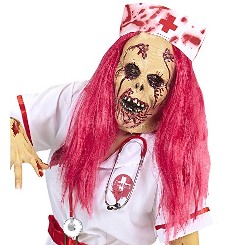 Widmann 74954 - Halbmaske Zombiekrankenschwester, mit Perücke und Häubchen, Psycho, Halloween, Karneval, Mottoparty Widmann 74954 - Halbmaske Zombiekrankenschwester, mit Perücke und Häubchen, Psycho, Halloween, Karneval, Mottoparty von W WIDMANN MILANO Party Fashion