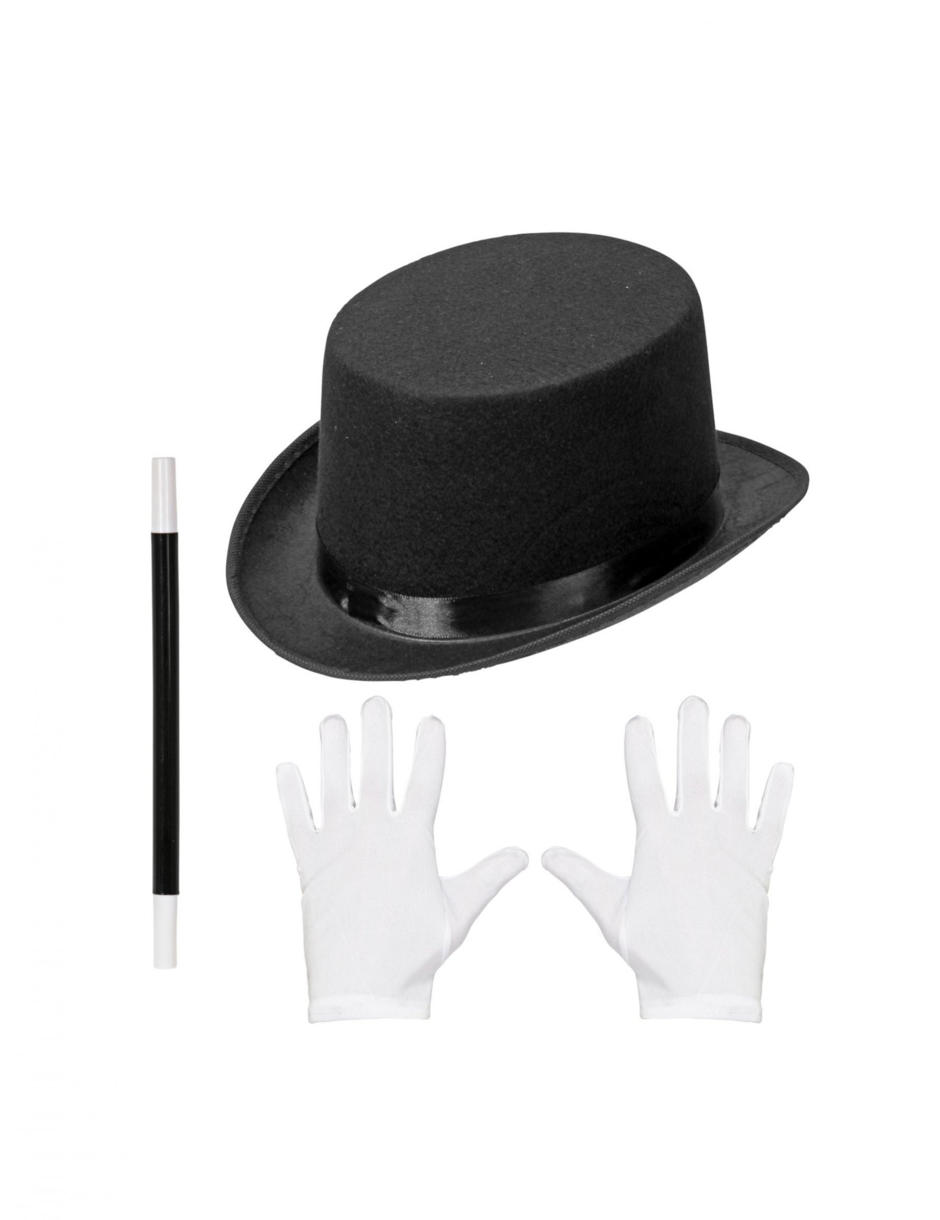Zauberer-Accessoires für Kinder 3-teilig Fasching schwarz-weiss Zauberer-Accessoires für Kinder 3-teilig Fasching schwarz-weiss von WIDMANN