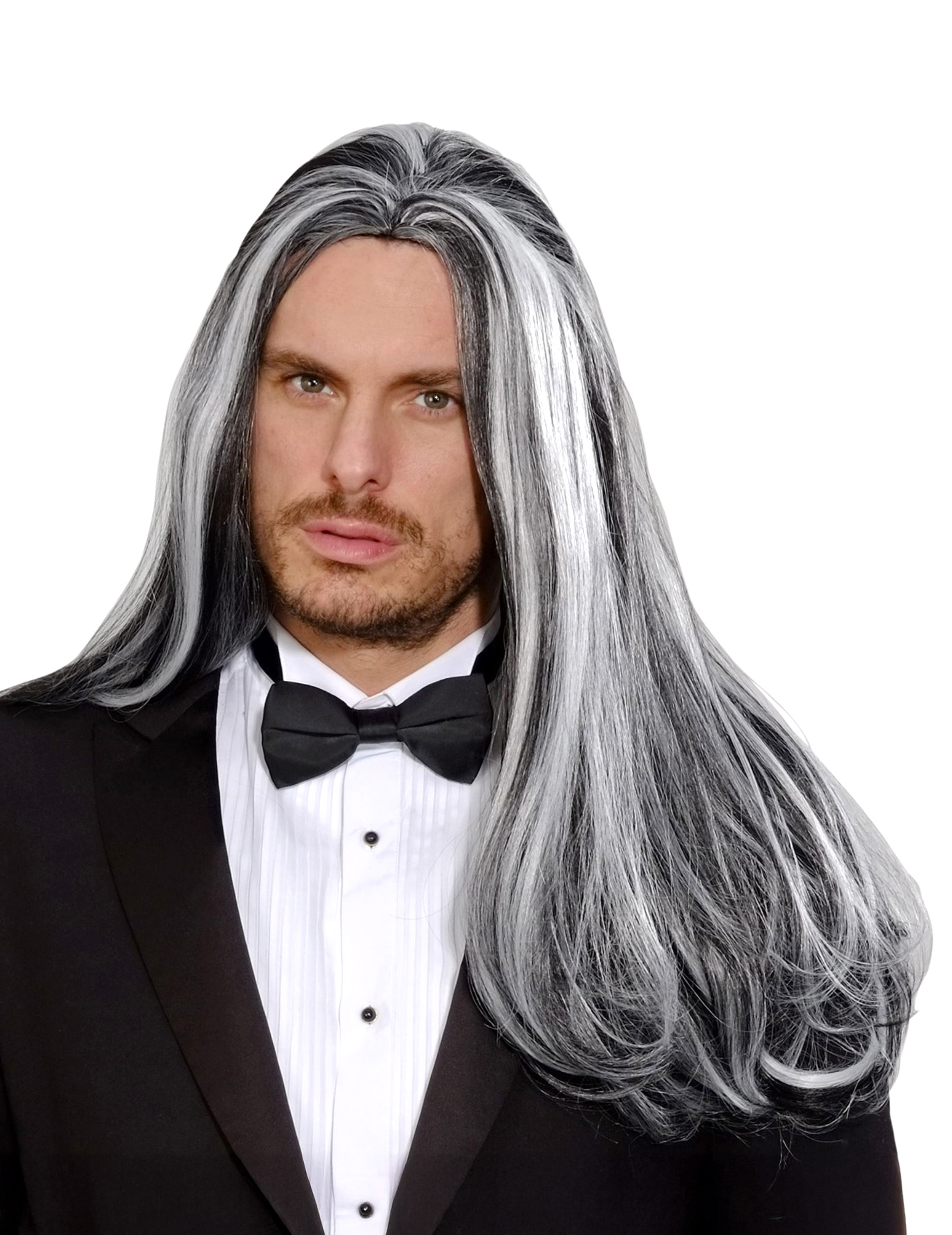 Zweifarbige Halloween-Perücke Vampir-Herrenperücke schwarz-weiss Zweifarbige Halloween-Perücke Vampir-Herrenperücke schwarz-weiss von WIDMANN