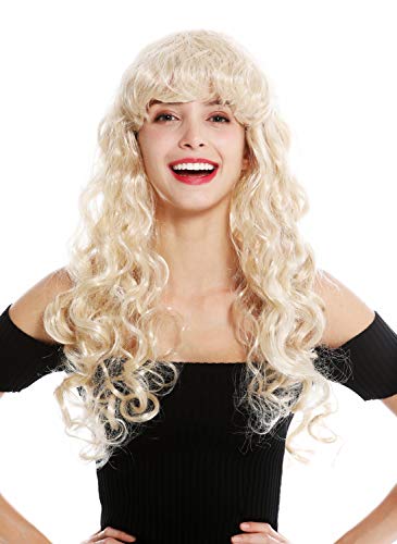 WIG ME UP - 0082-ZA83 Perücke Damen Karneval Halloween lang Locken lockig voluminös Pony Hellblond Blond von WIG ME UP