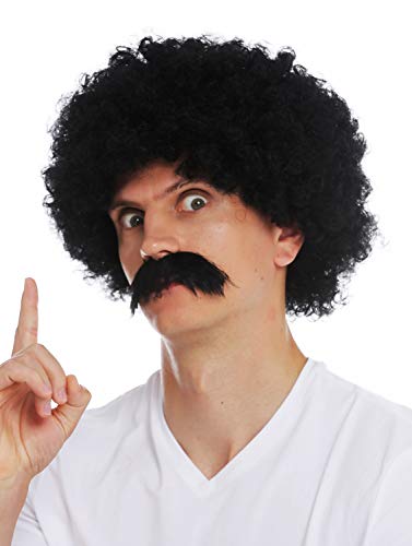 WIG ME UP - 2018553-P103 Perücke Bart Set Herren Karneval Krause Locken voluminös Afro 70er Jahre schwarz von WIG ME UP