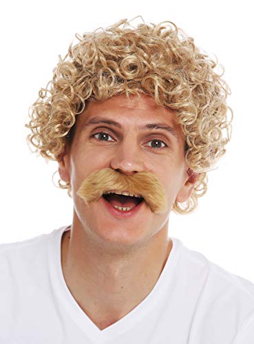 WIG ME UP - 2191-ZA82A Perücken Schnauzbart Karneval Halloween Herren lockig gelockt blond 70er Jahre von WIG ME UP