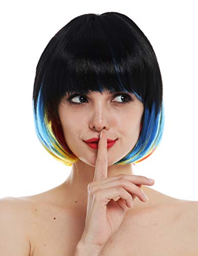 WIG ME UP - 31782 Perücke Karneval Damen Bob Pony kurz Paradiesvogel bunt schwarz blau rot gelb WIG ME UP - 31782 Perücke Karneval Damen Bob Pony kurz Paradiesvogel bunt schwarz blau rot gelb von WIG ME UP