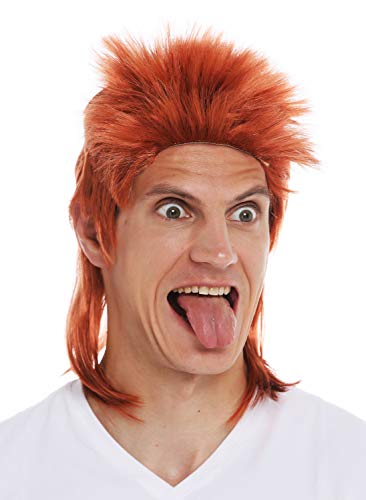 WIG ME UP - 31910-FR14B Perücke Karneval Herren Proll Vokuhila Igel 80er Jahre Mullet Kupferrot Rot von WIG ME UP