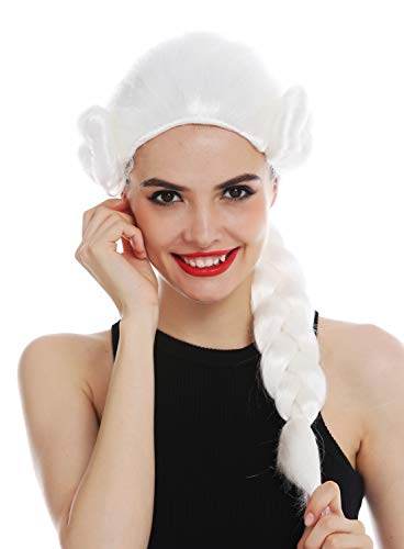 WIG ME UP - 3279-P68 Perücke Damen Herren Karneval Barock Edelmann Adliger König Zopf geflochten lang weiß von WIG ME UP