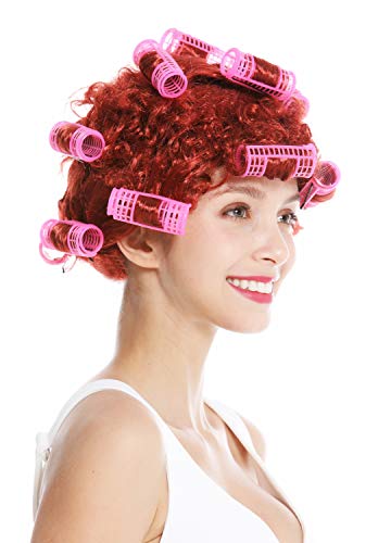 WIG ME UP - 4204-P350 Fasching Karneval Halloween Perücke Damenperücke Hausfrau Lockenwickler Kupfer rot Trashy Drag Queen von WIG ME UP