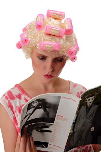 WIG ME UP - 4204-P88 Fasching Karneval Halloween Perücke Damenperücke Hausfrau Lockenwickler blond hellblond Trashy Drag Queen von WIG ME UP