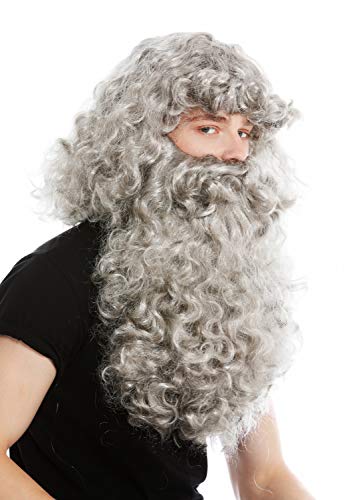 WIG ME UP - 46-A+B-ZA68R Perücke und Bart Set Deluxe Knecht Ruprecht Prophet Einsiedler Eremit Magier Grau von WIG ME UP