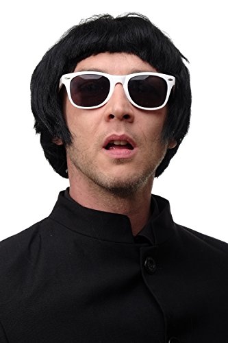 WIG ME UP - 55E-P103 Perücke Karneval Perücke Karneval Fasching Pilzkopf Page Mod Britain Pop schwarz von WIG ME UP