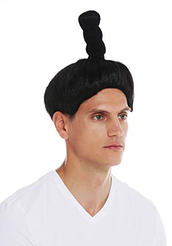 WIG ME UP - 68619-P103 Perücke Halloween Karneval Herren Damen Samurai Chinese Japaner Schwertkämpfer von WIG ME UP