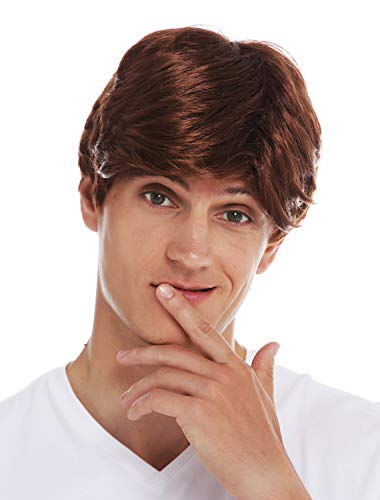 WIG ME UP - 7061-K30 Perücke Halloween Karneval Herren Männer kurz gescheitelt Braun Rotbraun von WIG ME UP