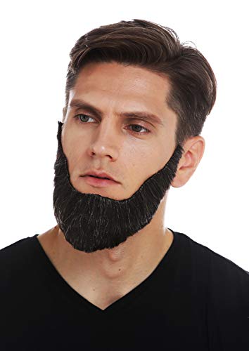 WIG ME UP - 70714-FR2M-613 Bart Vollbart Karneval Halloween selbstklebend dunkelbraun weiß meliert Zauberer von WIG ME UP