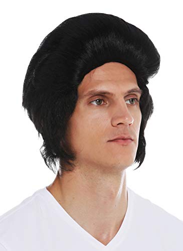 WIG ME UP - 7105-P103 Perücke Karneval Halloween Herren 50er Rockabilly schwarz Tolle Koteletten von WIG ME UP