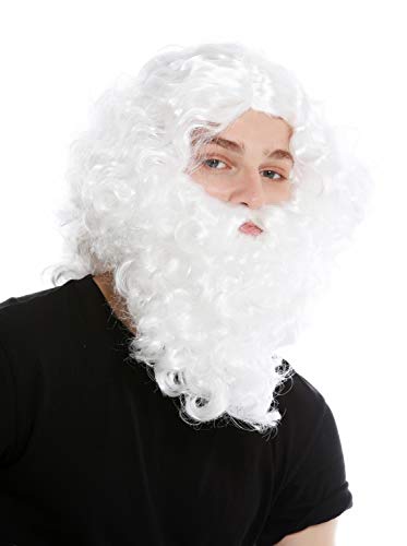 WIG ME UP - 8115-A+B-P68 Perücke Bart Vollbart Set Weiß Eremit Einsiedler Prophet Moses Noah Zauberer Magier Weihnachtsmann von WIG ME UP
