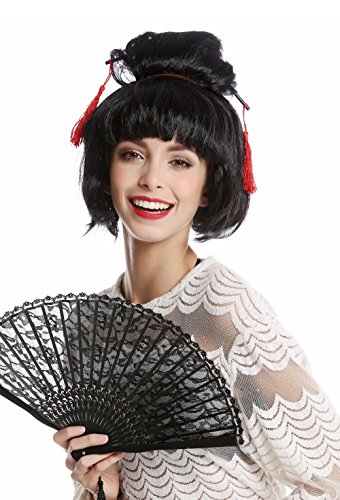 WIG ME UP - 90747-ZA103 Perücke Damen Halloween Karneval Japan Geisha Maiko Chinagirl Asiatin Dutt Steckfrisur schwarz von WIG ME UP