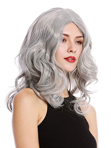 WIG ME UP - 90831-ZA68E Perücke Damenperücke Karneval Lang Wellig Mittelscheitel Grau Hellgrau Silbergrau von WIG ME UP