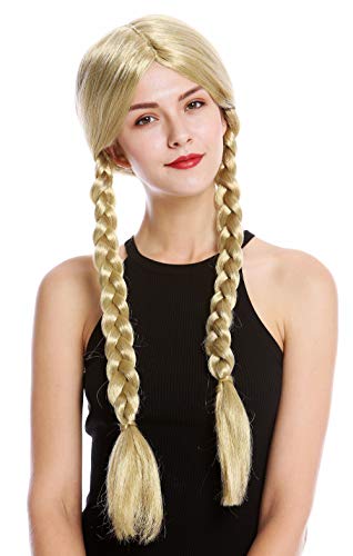 WIG ME UP - 90835-ZA89 Perücke Damen Halloween Karneval Blond Lange Geflochtene Zöpfe Mittelscheitel Lolita Schulmädchen von WIG ME UP