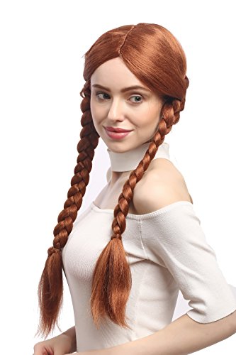 WIG ME UP - 90839-ZA130B Perücke Damen Karneval Fasching Braun Hellbraun Rotbraun lange geflochtene Zöpfe von WIG ME UP