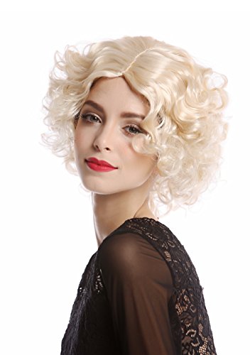 WIG ME UP - 90840-ZA88 Perücke Damen Karneval Halloween Diva Hollywood kurz lockig glatter Mittelscheitel hellblond lichtblond von WIG ME UP