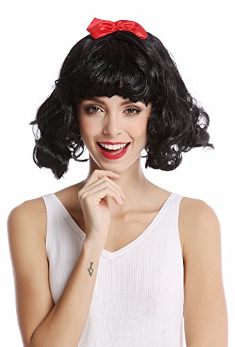 WIG ME UP - 90866-ZA103 Perücke Damen Karneval Halloween Pony schwarz niedlich halblang Longbob wild wellig rote Schleife Lolita WIG ME UP - 90866-ZA103 Perücke Damen Karneval Halloween Pony schwarz niedlich halblang Longbob wild wellig rote Schleife Lolita von WIG ME UP