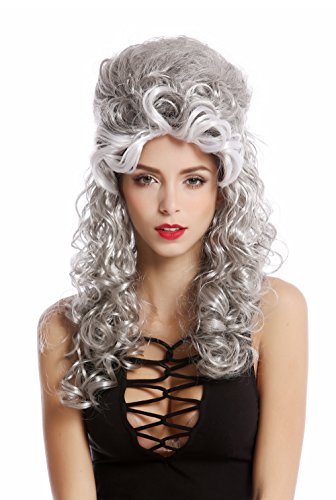 WIG ME UP - 90904-ZA63/ZA103+ZA62 Perücke Damen Halloween Karneval Barock Renaissance Hochsteckfrisur lang lockig schwarz Silber grau weiß gesträhnt von WIG ME UP