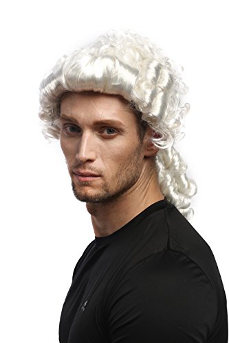 WIG ME UP - 91019-ZA62 Perücke Herren Karneval Halloween Barock Renaissance Weiß Zöpfe Edelmann Adliger Lord von WIG ME UP