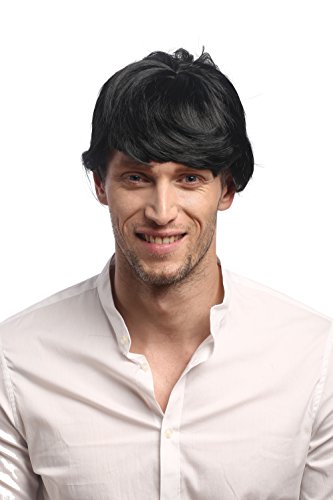 WIG ME UP - 91087-ZA103 Perücke Herren Karneval Fasching Halloween Kurz Schwarz Pony von WIG ME UP