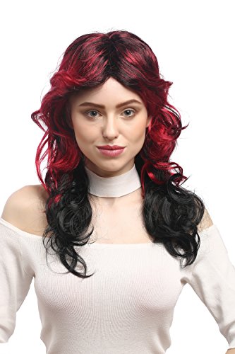 WIG ME UP - 91219-ZA103-ZA13A Perücke Damen Karneval Halloween Gothic Diva Schwarz Rot Gesträhnt Ombre Toupiert Mittelscheitel Wellig WIG ME UP - 91219-ZA103-ZA13A Perücke Damen Karneval Halloween Gothic Diva Schwarz Rot Gesträhnt Ombre Toupiert Mittelscheitel Wellig von WIG ME UP