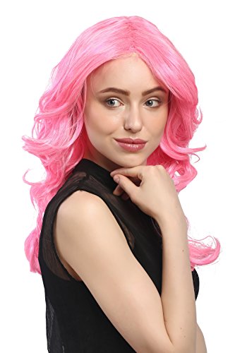 WIG ME UP - 91260-ZAC5-ZA60 Perücke Damen Karneval Fasching Volumen Wellig Mittelscheitel Pink Rosa Diva Drag 50 cm von WIG ME UP