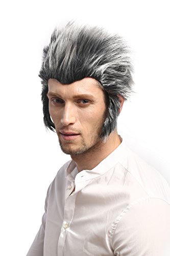 WIG ME UP - 91334-ZA63ATZA103 Perücke Herren Karneval Halloween Sturm Werwolf Wolf Wolfman Grau Schwarz Toupiert Koteletten von WIG ME UP