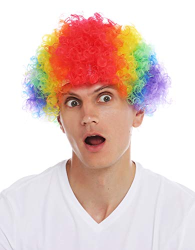 WIG ME UP - MMAM-15M Perücke Karneval Afro Regenbogen bunt Krause Locken Clown Damen Herren von WIG ME UP