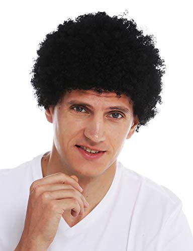 WIG ME UP - MMAM-9M-K01 Perücke Damen Herren Karneval kurzer dichter Afro Krause Locken schwarz von WIG ME UP