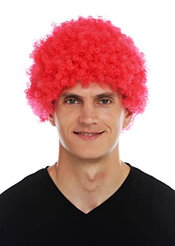 WIG ME UP - MMAM-9M-K120B Perücke Karneval Herren Damen Clown rot kurzer Afro Kraus gelockt Krauskopf von WIG ME UP