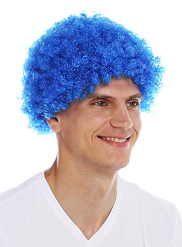 WIG ME UP - MMAM-9M-K2079 Perücke Karneval Herren Damen Clown blau kurzer Afro Kraus gelockt Krauskopf von WIG ME UP