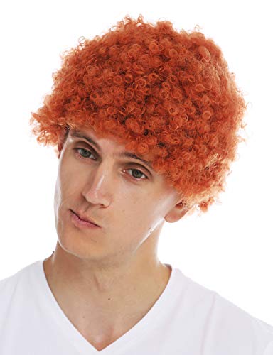 WIG ME UP - MMAM-9M-K9808 Perücke Damen Herren Karneval kurzer dichter Afro Krause Locken Krauskopf rot von WIG ME UP