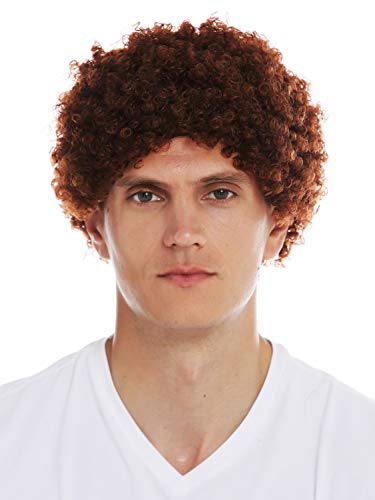 WIG ME UP - MMAM-9M-KF938 Perücke Damen Herren Karneval kurzer dichter Afro Krause Locken braun rotbraun von WIG ME UP