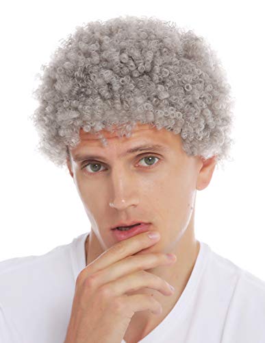 WIG ME UP - MMAS-6M-K686 Perücke Karneval Herren Damen kurzer Afro Kraus gelockt Krauskopf grau von WIG ME UP