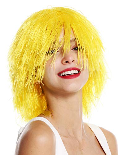 WIG ME UP - MMSLW-K3070 Perücke Damen Herren Karneval struppig strohig voluminös Kobold Clown Gelb von WIG ME UP