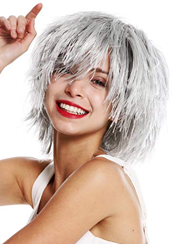 WIG ME UP - MMSLW-K686 Perücke Damen Herren Karneval struppig strohig voluminös Kobold Clown Grau von WIG ME UP