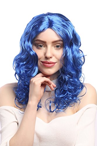 WIG ME UP - XR-010-PC3 Perücke Damen Karneval Fasching lang Volumen Locken lockig Mittelscheitel Blau 50 cm von WIG ME UP
