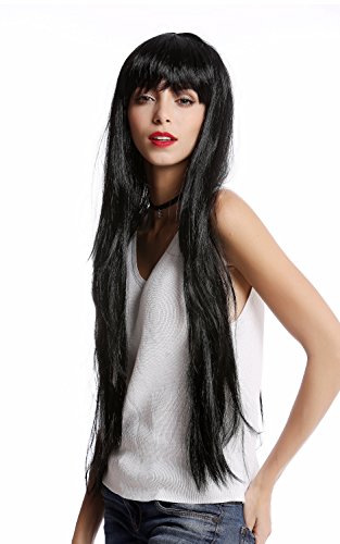 WIG ME UP - YLX-9501-P103 Perücke Damenperücke Karneval Halloween Sehr Lang Pony Schwarz glatt von WIG ME UP