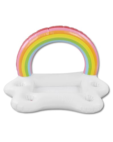 Aufblasbarer Getränkehalter Pool, Schwimmring mit 4 Löchern, Impactresistentes PVC, Regenbogen Muster, Poolparty Zubehör, inkl. Reparaturpflaster von WIHFHGZ