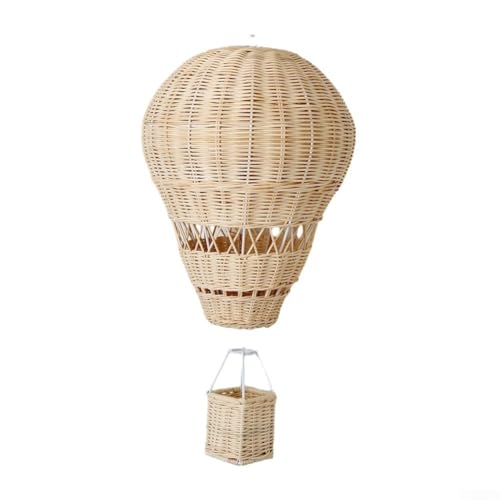 Handgewebte Rattan-Heißluftballon-Dekoration, eine charmante Ergänzung für Kinderzimmer oder Vorschule, die sicher junge Köpfe fesseln wird von WIIYENA