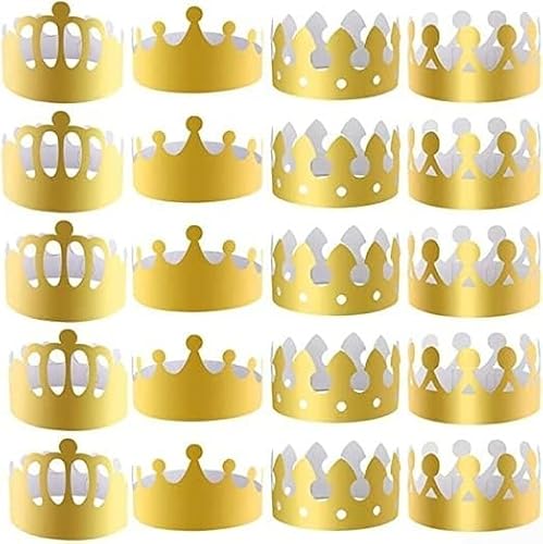 WIIYENA Verstellbare goldene Papierkronenhüte, 20 Stück, ideal zum Teilen auf Geburtstagsfeiern und anderen Veranstaltungen (20 Stück) von WIIYENA