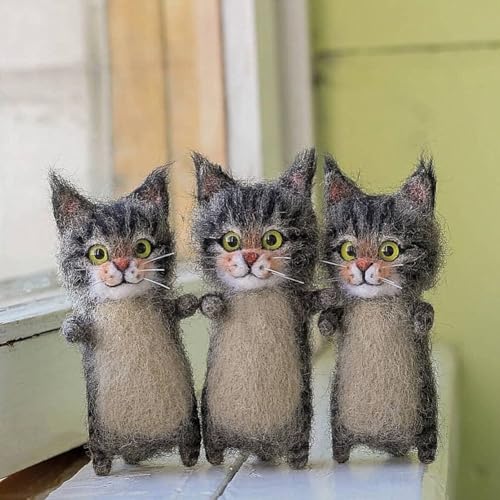 Wollfilz-Bastelpaket für Kinder, machen Sie Ihre eigene Katzenpuppe mit einfach zu bedienenden Werkzeugen (die Katze) von WIIYENA